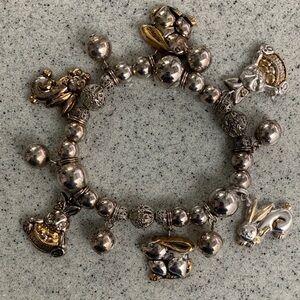 EASTER BUNNY CHARM BRACELET SILVER AND GOLD BEST CO.